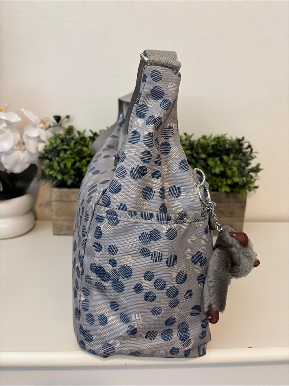 Kipling Women's Gray Blue Dot Nylon Crossbody Bag - Picture 3 of 11